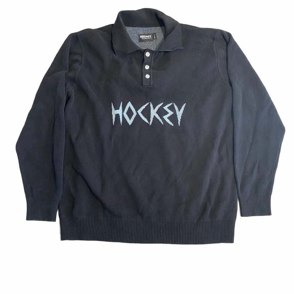 Hockey Eyes Without A Face Sweater Size X-Large Black Polo
